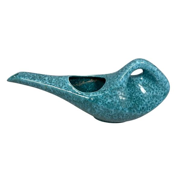 Vintage Studio Pottery Ceramic Genie Bottle Lamp Vase Planter Blue Glaze MCM - Picture 3 of 9